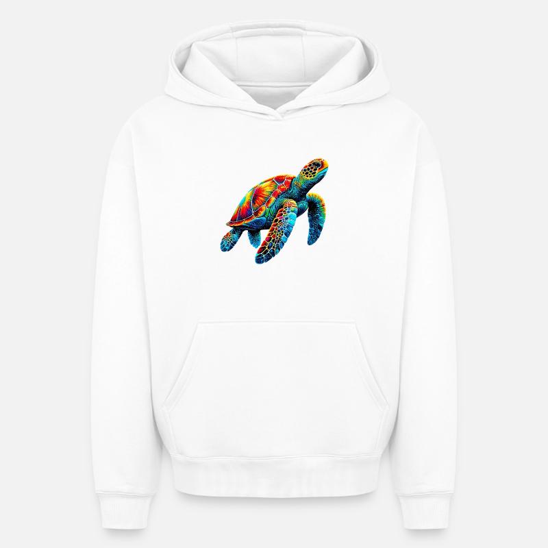 Tortue - Sweat à capuche unisexe oversize épais SPREAD - blanc