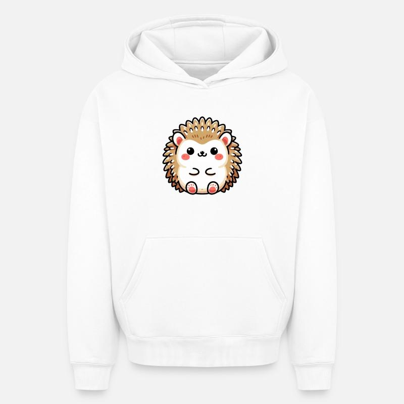 Hérisson - Sweat à capuche unisexe oversize épais SPREAD - blanc
