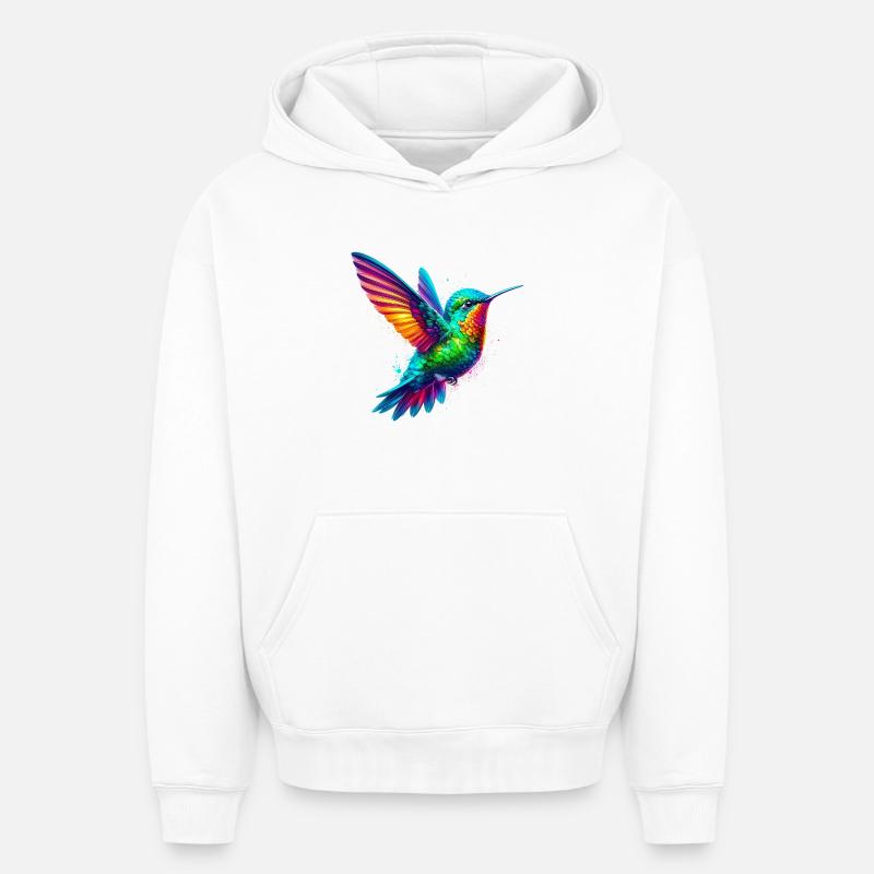 Colibri - Sweat à capuche unisexe oversize épais SPREAD - blanc