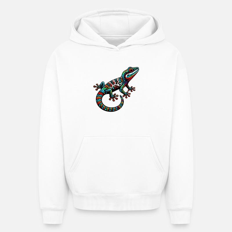 Gecko - Sweat à capuche unisexe oversize épais SPREAD - blanc