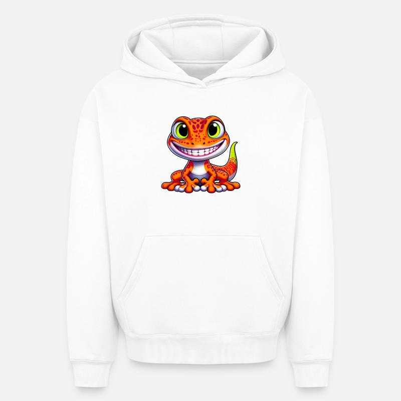Gecko - Sweat à capuche unisexe oversize épais SPREAD - blanc