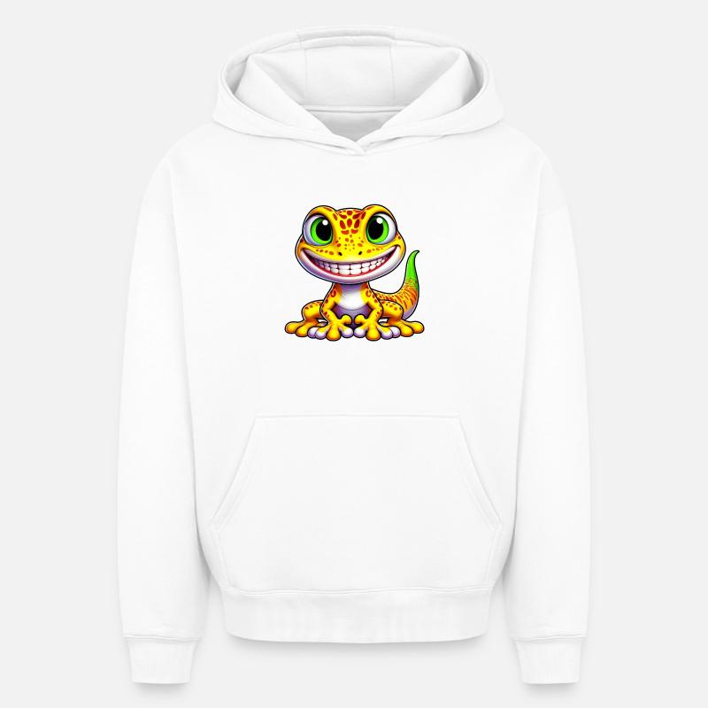 Gecko - Sweat à capuche unisexe oversize épais SPREAD - blanc