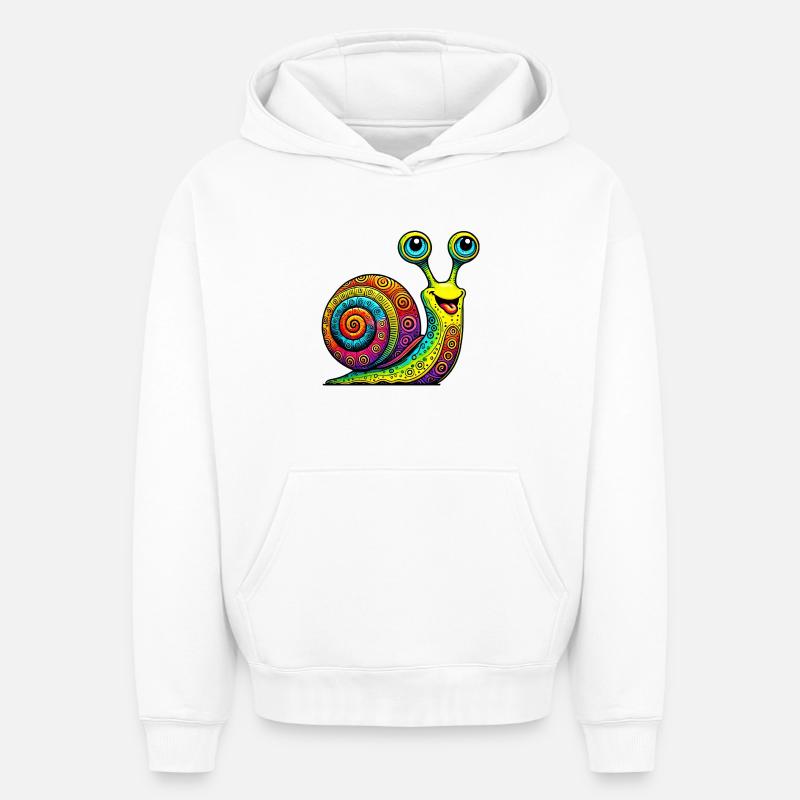Escargot - Sweat à capuche unisexe oversize épais SPREAD - blanc