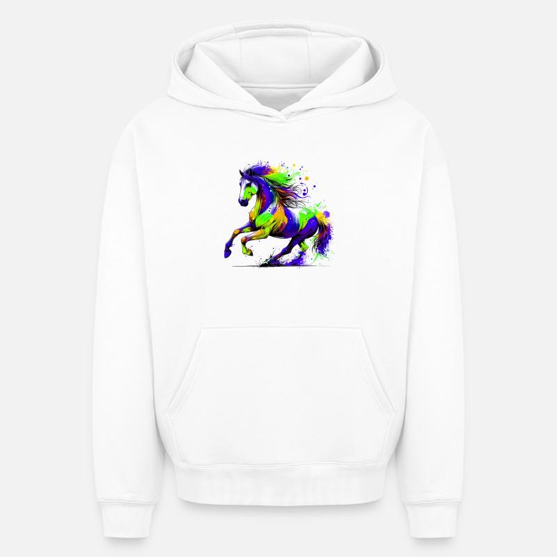 Cheval - Sweat à capuche unisexe oversize épais SPREAD - blanc