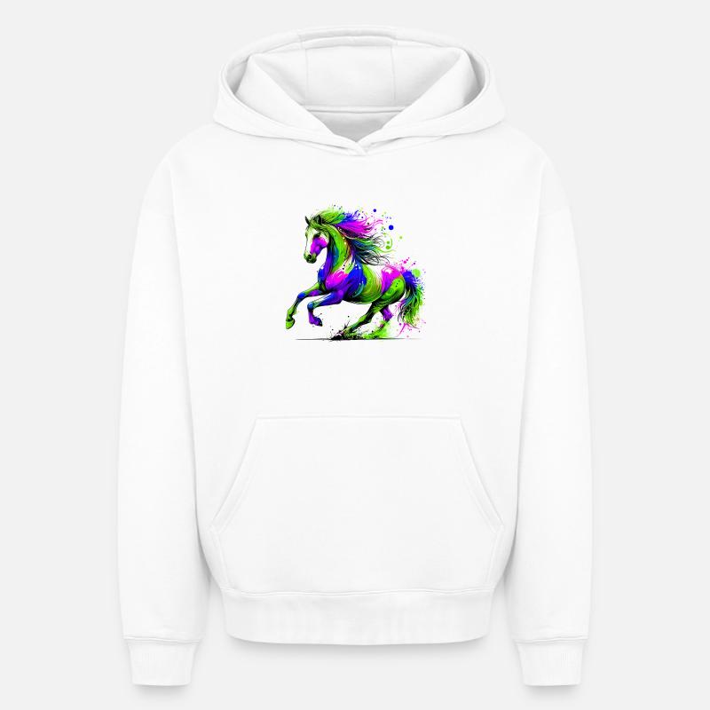 Cheval - Sweat à capuche unisexe oversize épais SPREAD - blanc