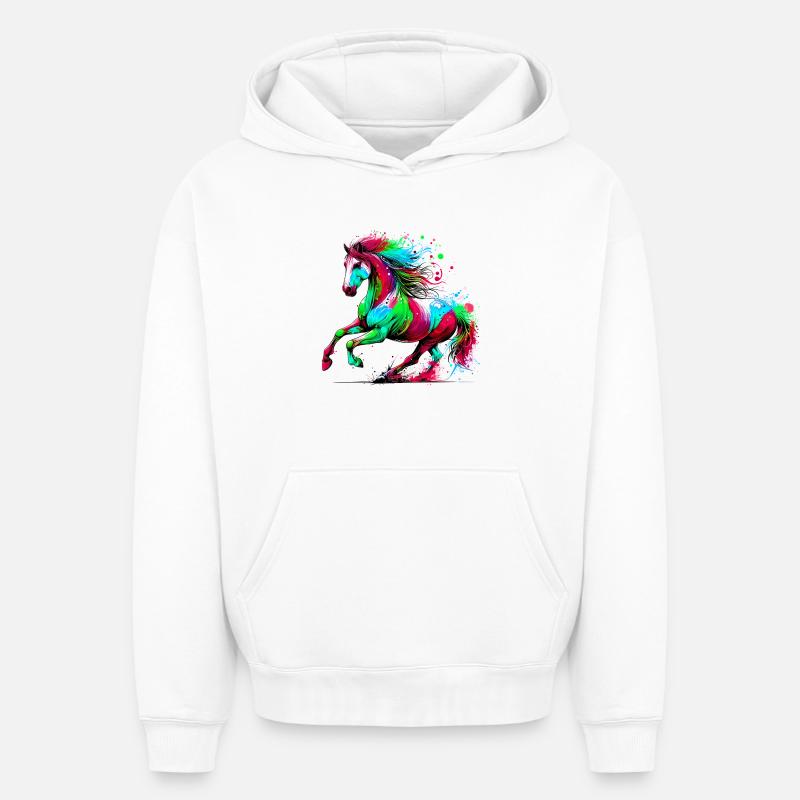Cheval - Sweat à capuche unisexe oversize épais SPREAD - blanc
