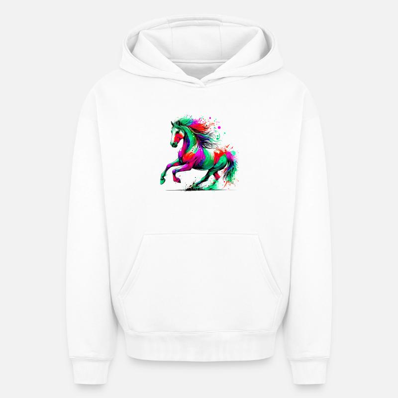 Cheval - Sweat à capuche unisexe oversize épais SPREAD - blanc