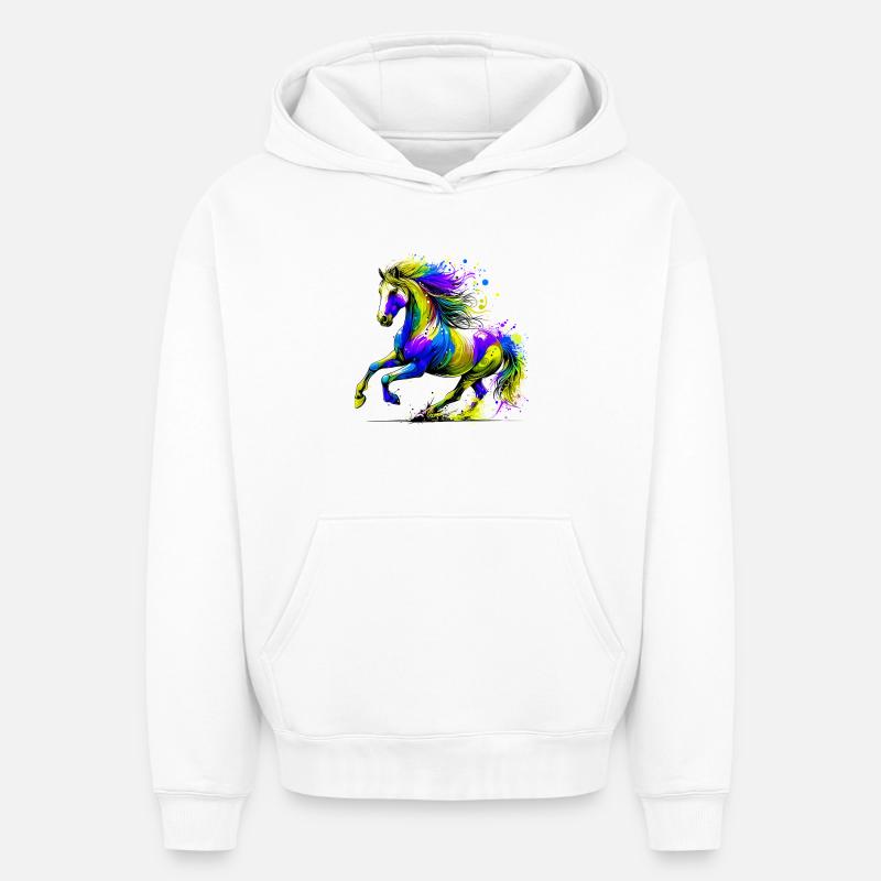 Cheval - Sweat à capuche unisexe oversize épais SPREAD - blanc