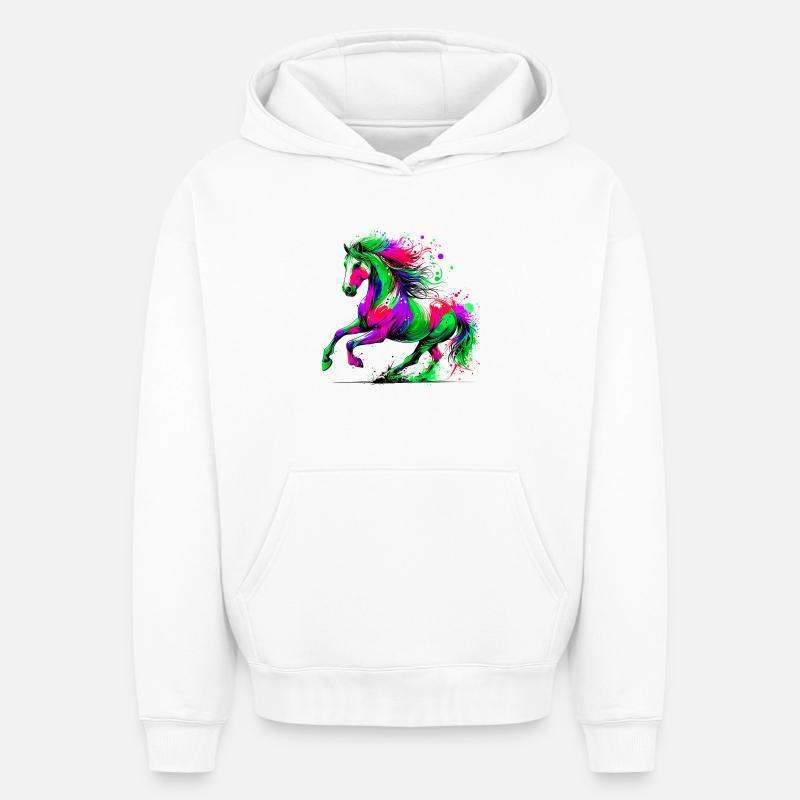 Cheval - Sweat à capuche unisexe oversize épais SPREAD - blanc