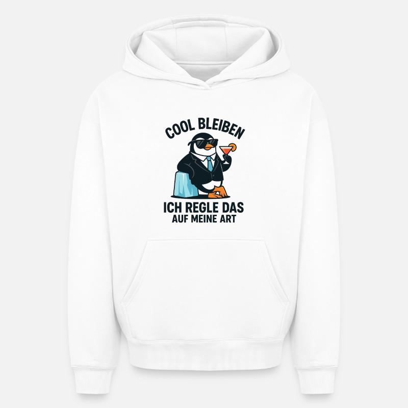 Costume cocktail Pingouin - Sweat à capuche unisexe oversize épais SPREAD - blanc