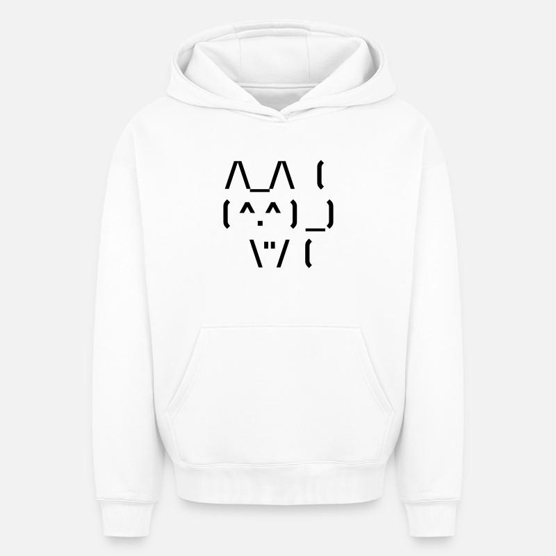 Chat mignon ASCII - Sweat à capuche unisexe oversize épais SPREAD - blanc