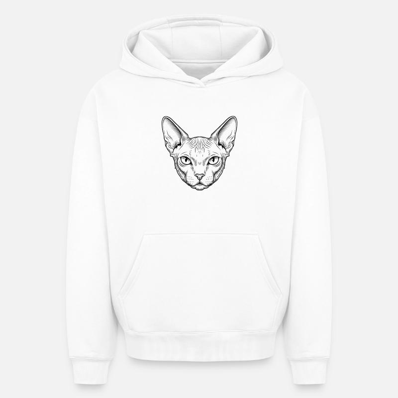 Chat Sphynx - Sweat à capuche unisexe oversize épais SPREAD - blanc