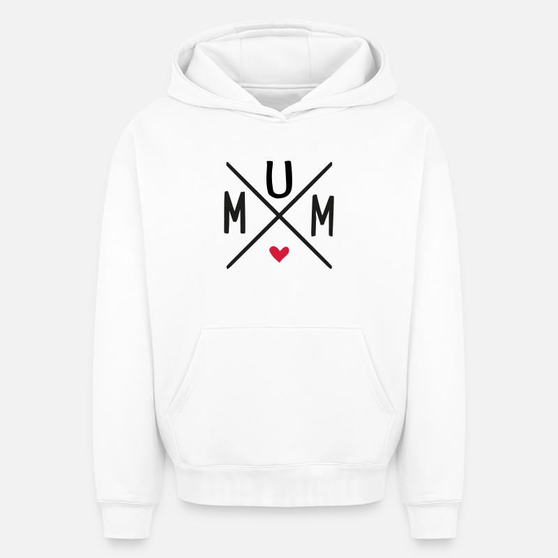 maman - Sweat à capuche unisexe oversize épais SPREAD - blanc