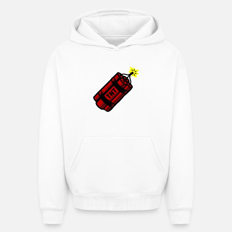 Dynamite Tnt - Sweat à capuche unisexe oversize épais SPREAD - blanc