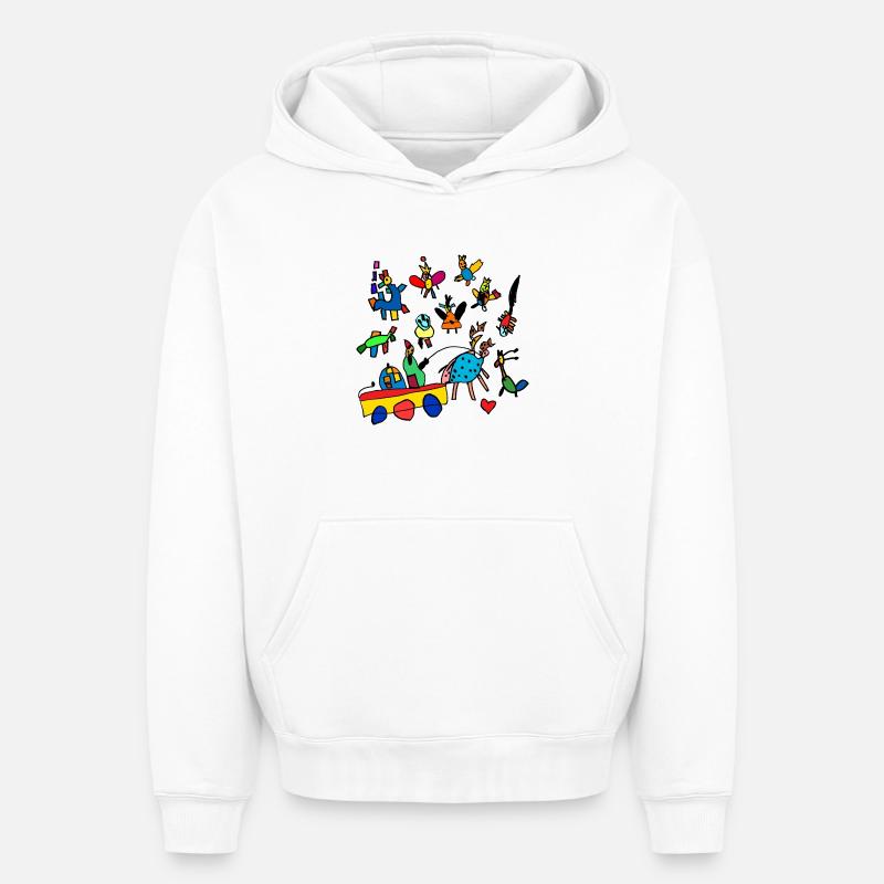 kidsworld - Sweat à capuche unisexe oversize épais SPREAD - blanc