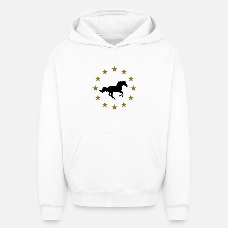 Cheval & Étoiles - Sweat à capuche unisexe oversize épais SPREAD - blanc