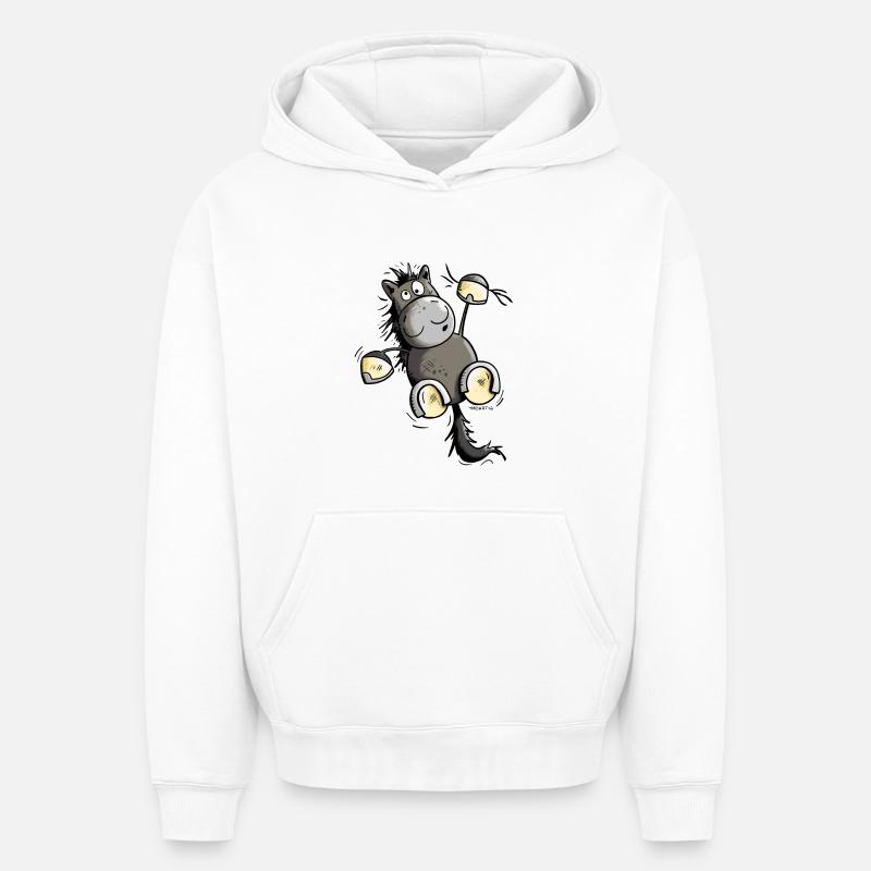 Cheval Noir - Sweat à capuche unisexe oversize épais SPREAD - blanc