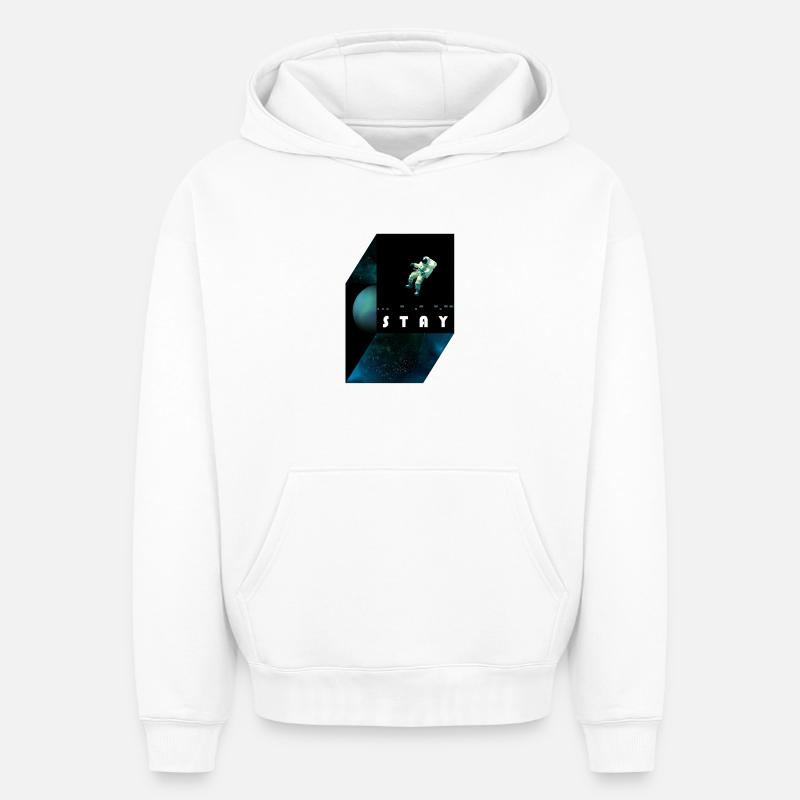 stay / morse code - Oversized Heavyweight Unisex Hoodie - Weiß