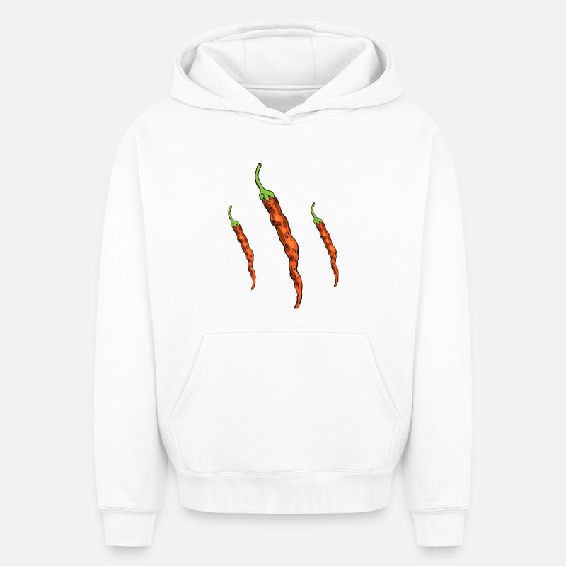 Piments - Sweat à capuche unisexe oversize épais SPREAD - blanc