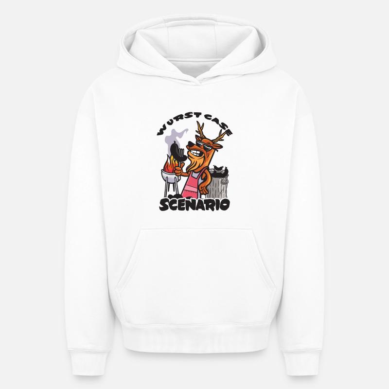 Wurst Case Scenario, Verkohlte Bratwurst - Oversized Heavyweight Unisex Hoodie - Weiß