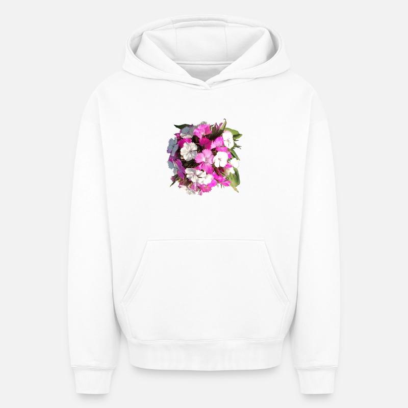 Bouquet d’œillets - Sweat à capuche unisexe oversize épais SPREAD - blanc