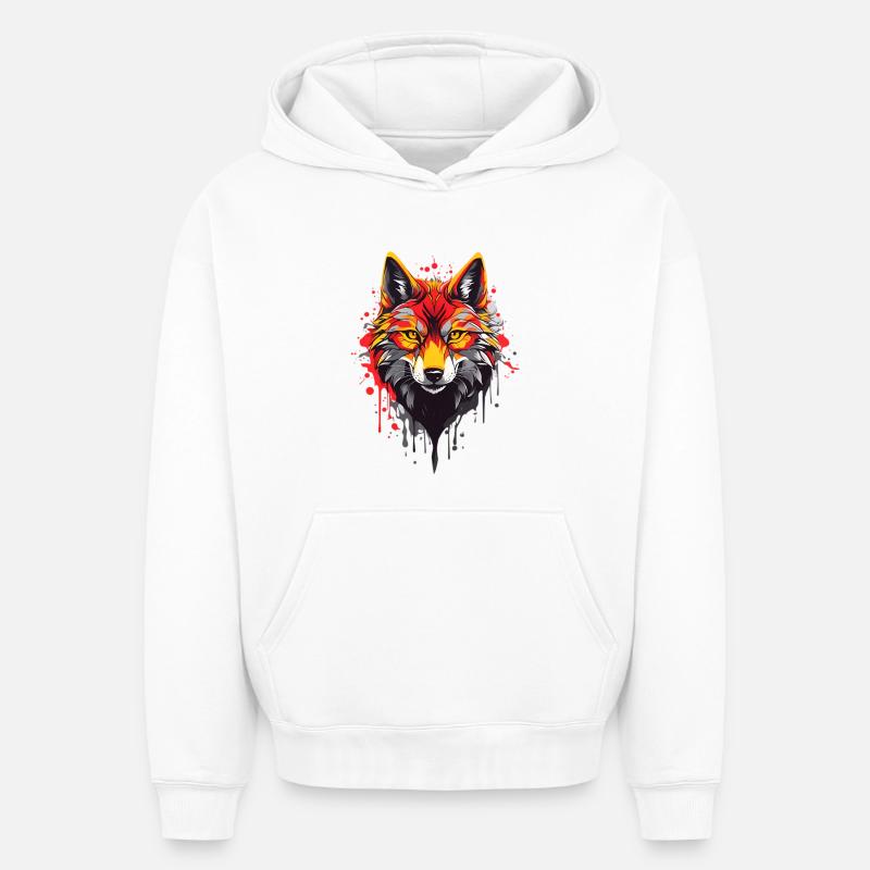 Loup Cool - Sweat à capuche unisexe oversize épais SPREAD - blanc