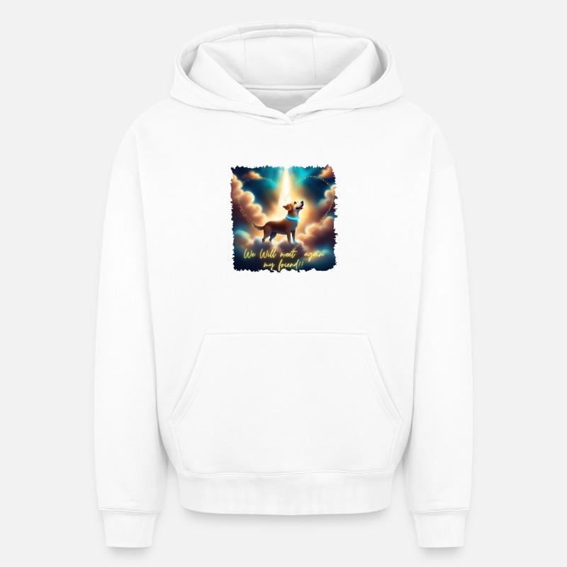 Nous nous reverrons !! - Sweat à capuche unisexe oversize épais SPREAD - blanc