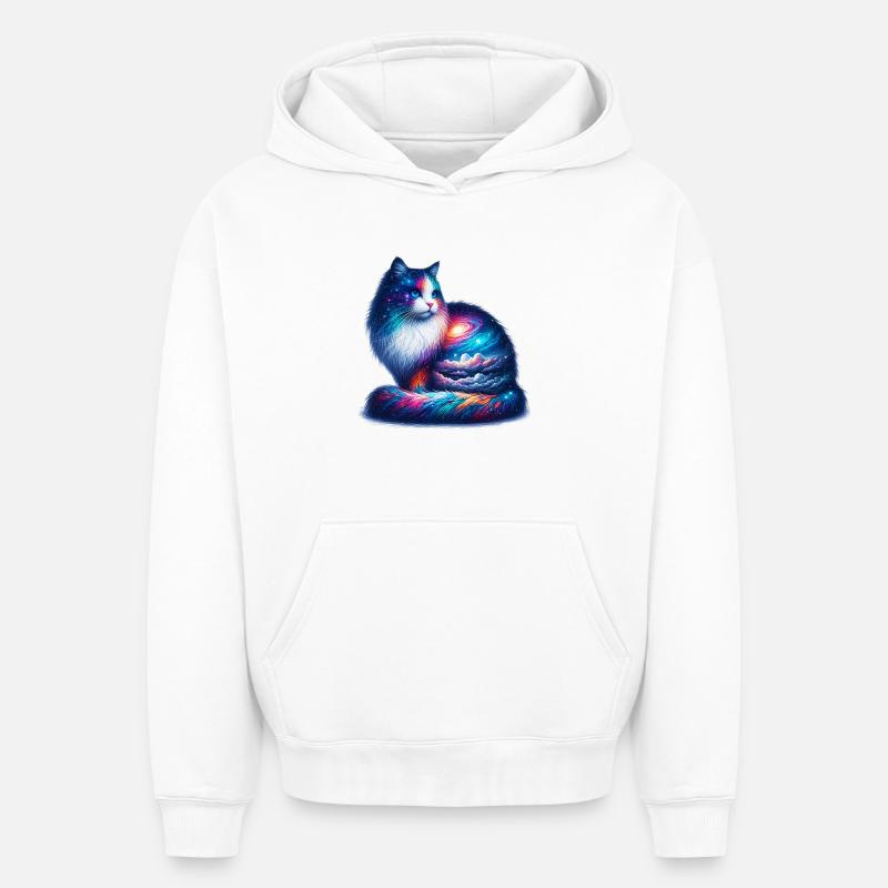 Chat - Sweat à capuche unisexe oversize épais SPREAD - blanc