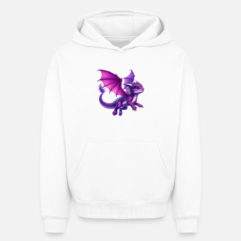 Dragon - Sweat à capuche unisexe oversize épais SPREAD - blanc