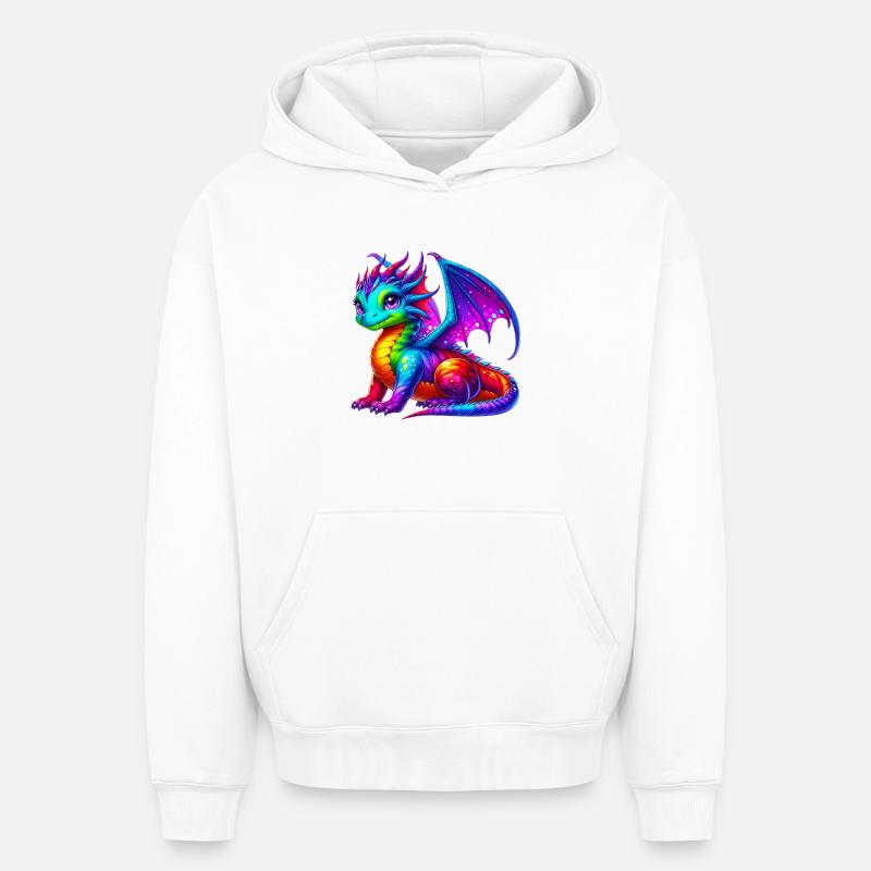 Dragon - Sweat à capuche unisexe oversize épais SPREAD - blanc