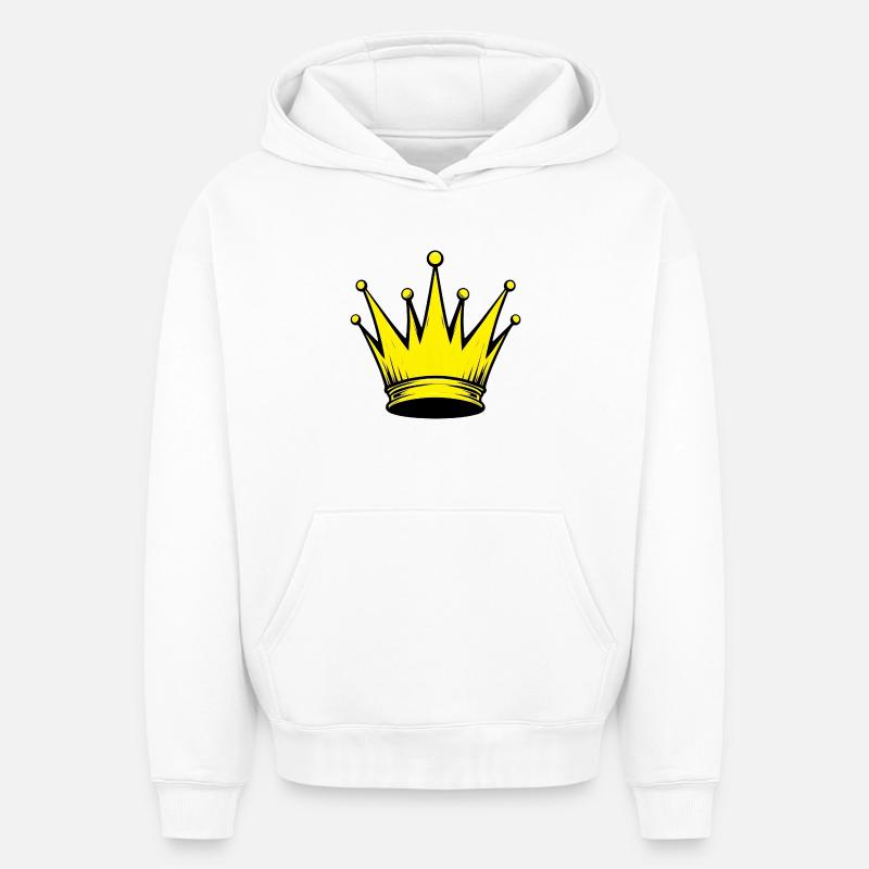 Couronne dorée - Sweat à capuche unisexe oversize épais SPREAD - blanc