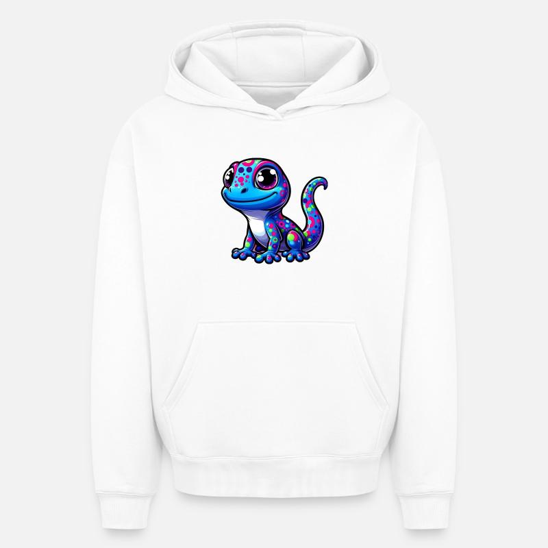 Gecko - Sweat à capuche unisexe oversize épais SPREAD - blanc