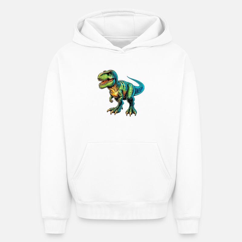 Dinosaure - Sweat à capuche unisexe oversize épais SPREAD - blanc