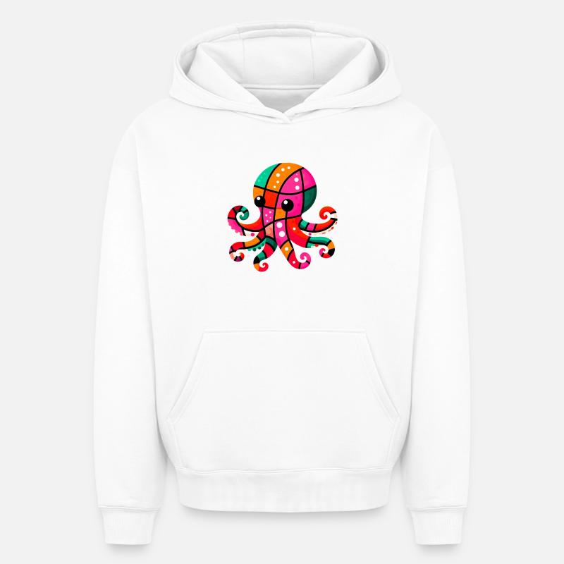 Pieuvre - Sweat à capuche unisexe oversize épais SPREAD - blanc
