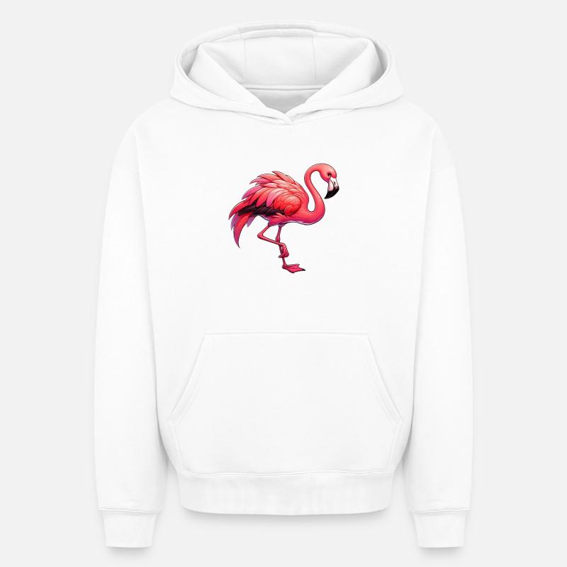 Flamant - Sweat à capuche unisexe oversize épais SPREAD - blanc