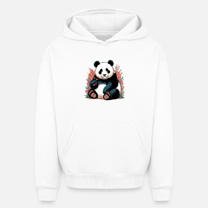 Panda - Sweat à capuche unisexe oversize épais SPREAD - blanc