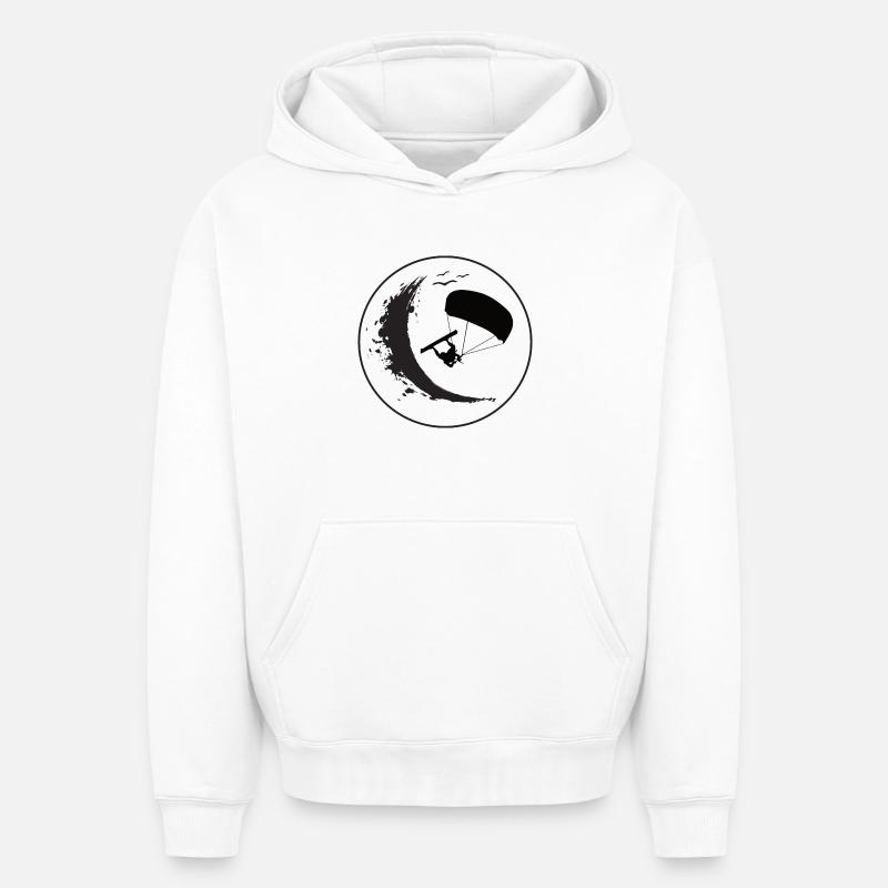Wave Rider Eclipse - Sweat à capuche unisexe oversize épais SPREAD - blanc