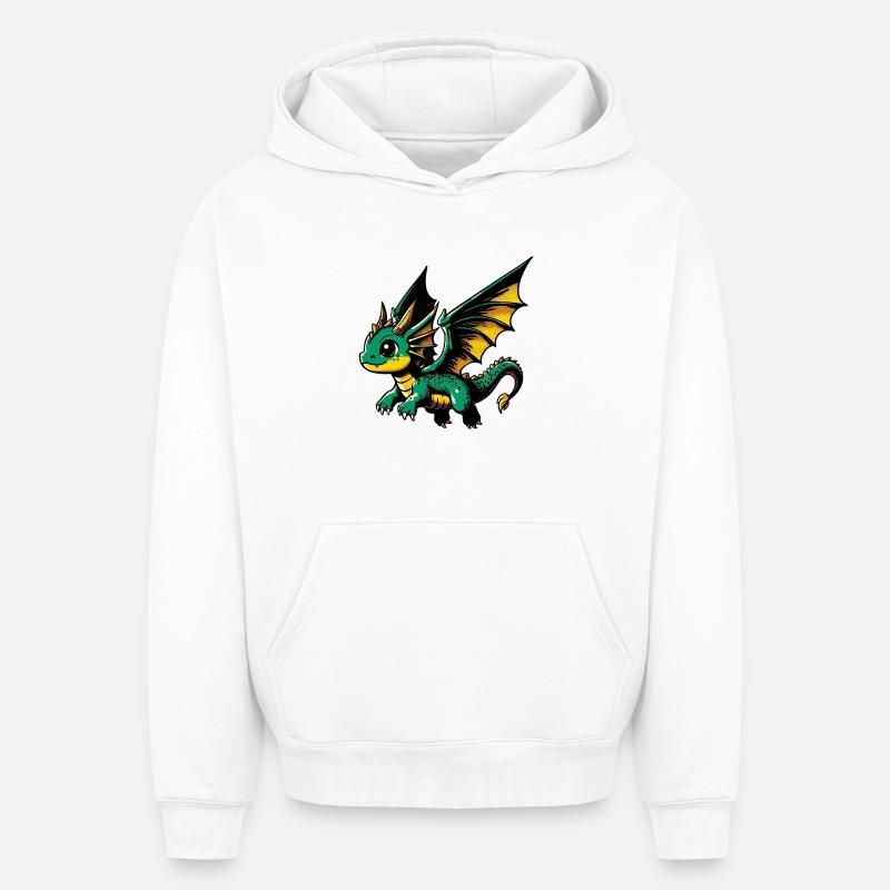Dragon - Sweat à capuche unisexe oversize épais SPREAD - blanc