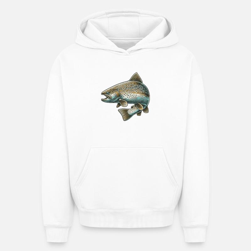 Saumon - Sweat à capuche unisexe oversize épais SPREAD - blanc