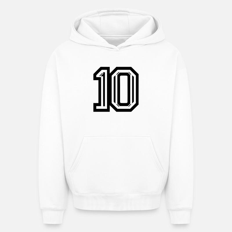Graphique élégant numéro 10 - Sweat à capuche unisexe oversize épais SPREAD - blanc