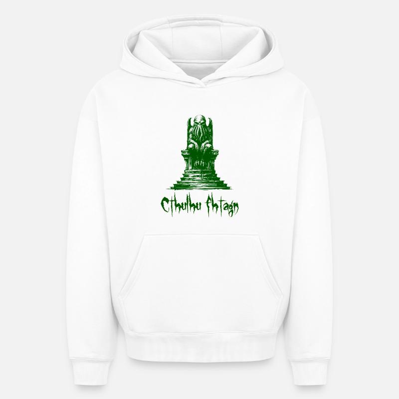 Statue de Cthulhu - Sweat à capuche unisexe oversize épais SPREAD - blanc