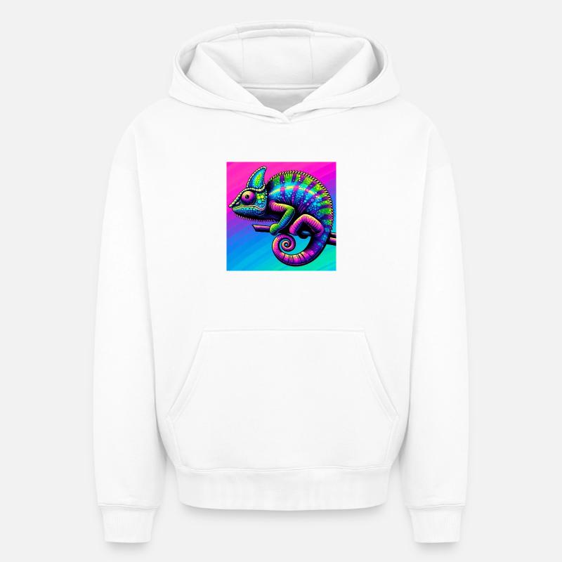 caméléon - Sweat à capuche unisexe oversize épais SPREAD - blanc