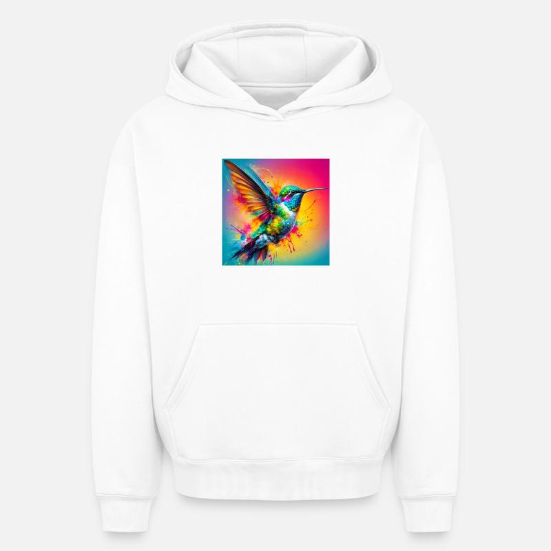 colibri - Sweat à capuche unisexe oversize épais SPREAD - blanc