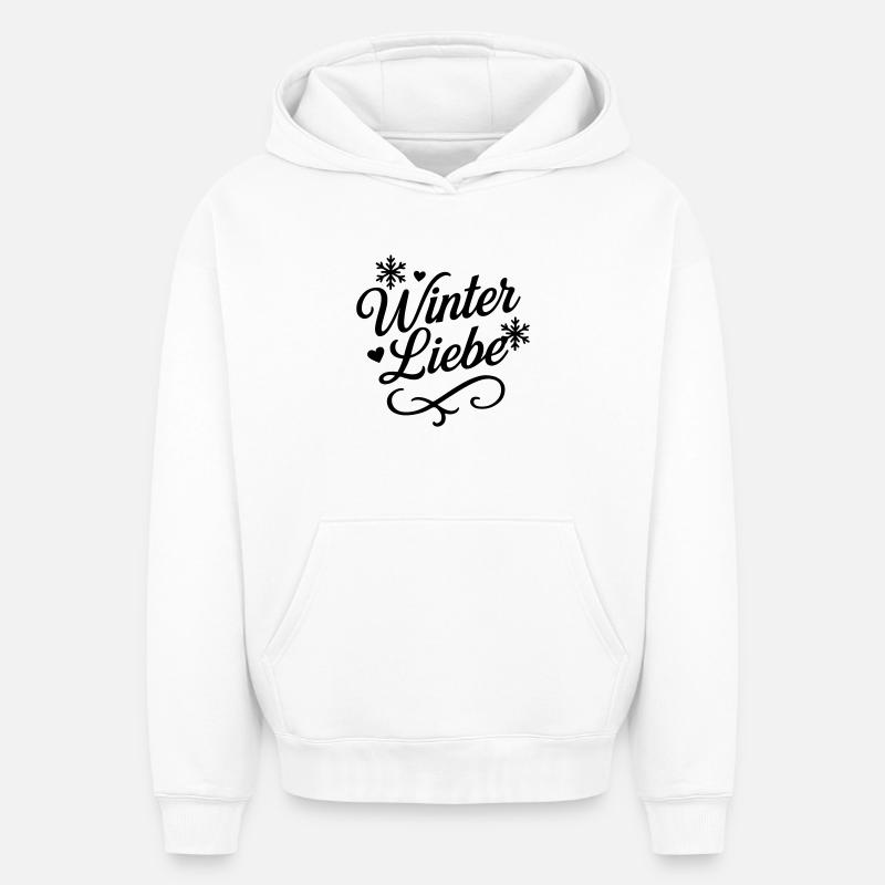 Dicton d’amour d’hiver - Sweat à capuche unisexe oversize épais SPREAD - blanc