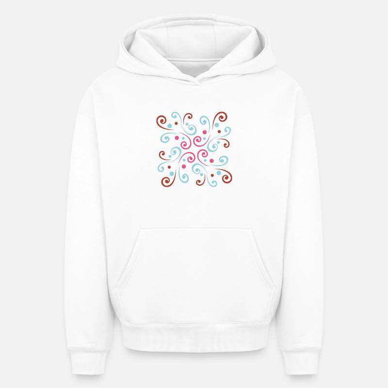 Design ondulé abstrait par Cean - Sweat à capuche unisexe oversize épais SPREAD - blanc