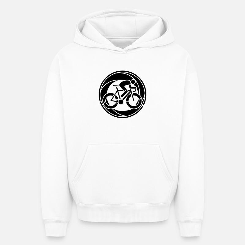 Icône vélo de route - Sweat à capuche unisexe oversize épais SPREAD - blanc