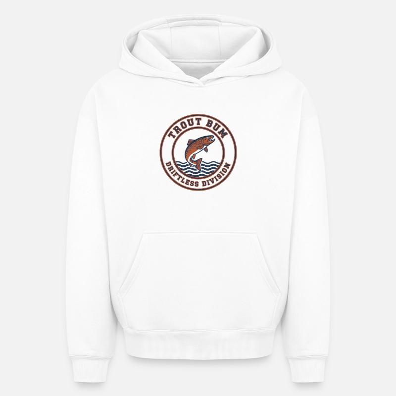 Trout Bum Driftless Division - Sweat à capuche unisexe oversize épais SPREAD - blanc