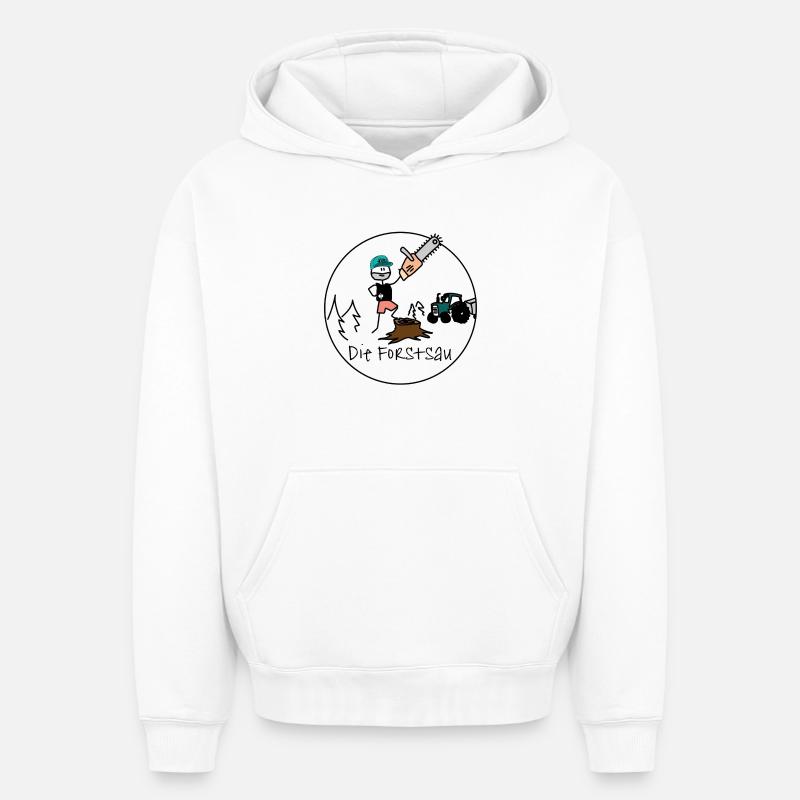 La truie forestière - Sweat à capuche unisexe oversize épais SPREAD - blanc