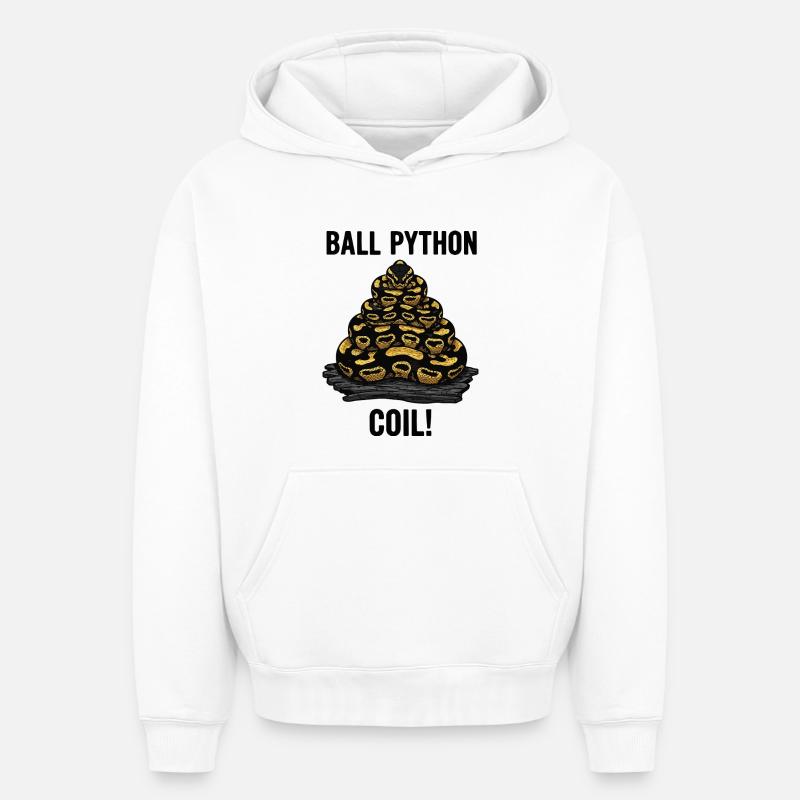 Royal Python Ball Python Coil Reptilienpyramide - Oversized Heavyweight Unisex Hoodie - Weiß