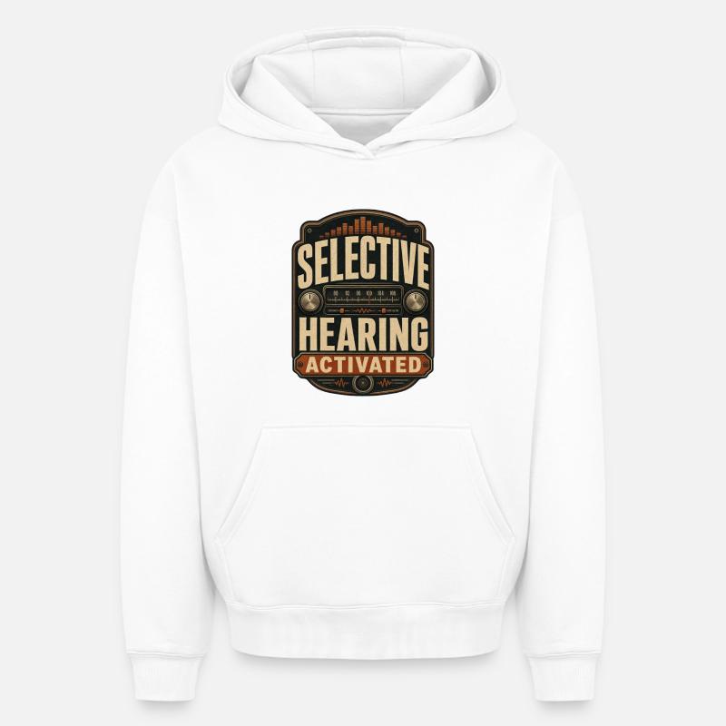 Activation de l’audition sélective - Sweat à capuche unisexe oversize épais SPREAD - blanc